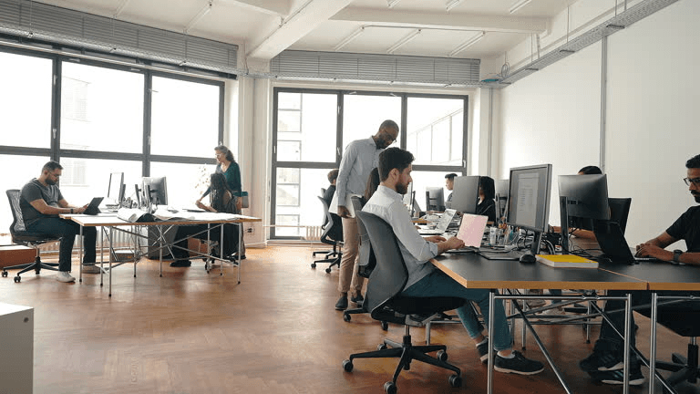 Spectr team working together in an open office